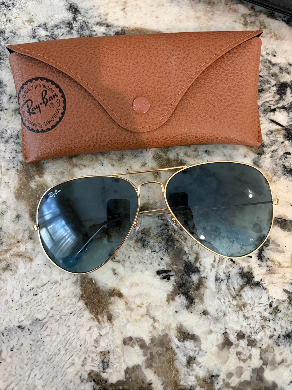Ray-Ban Aviator Sunglasses - Gold Frame with Blue Lenses